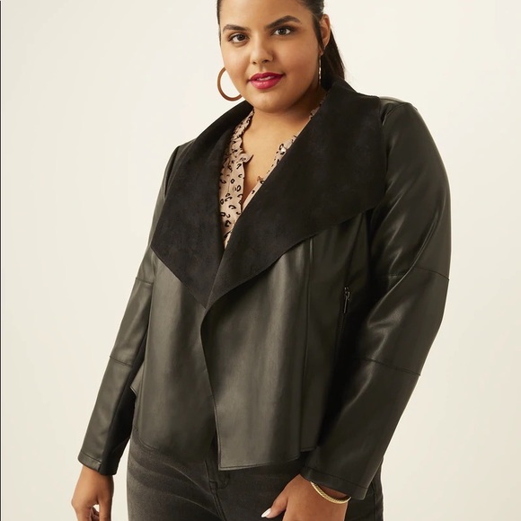 NWOT Bagatelle Collection Thalia Faux Leather Draped Jacket - Picture 2 of 3